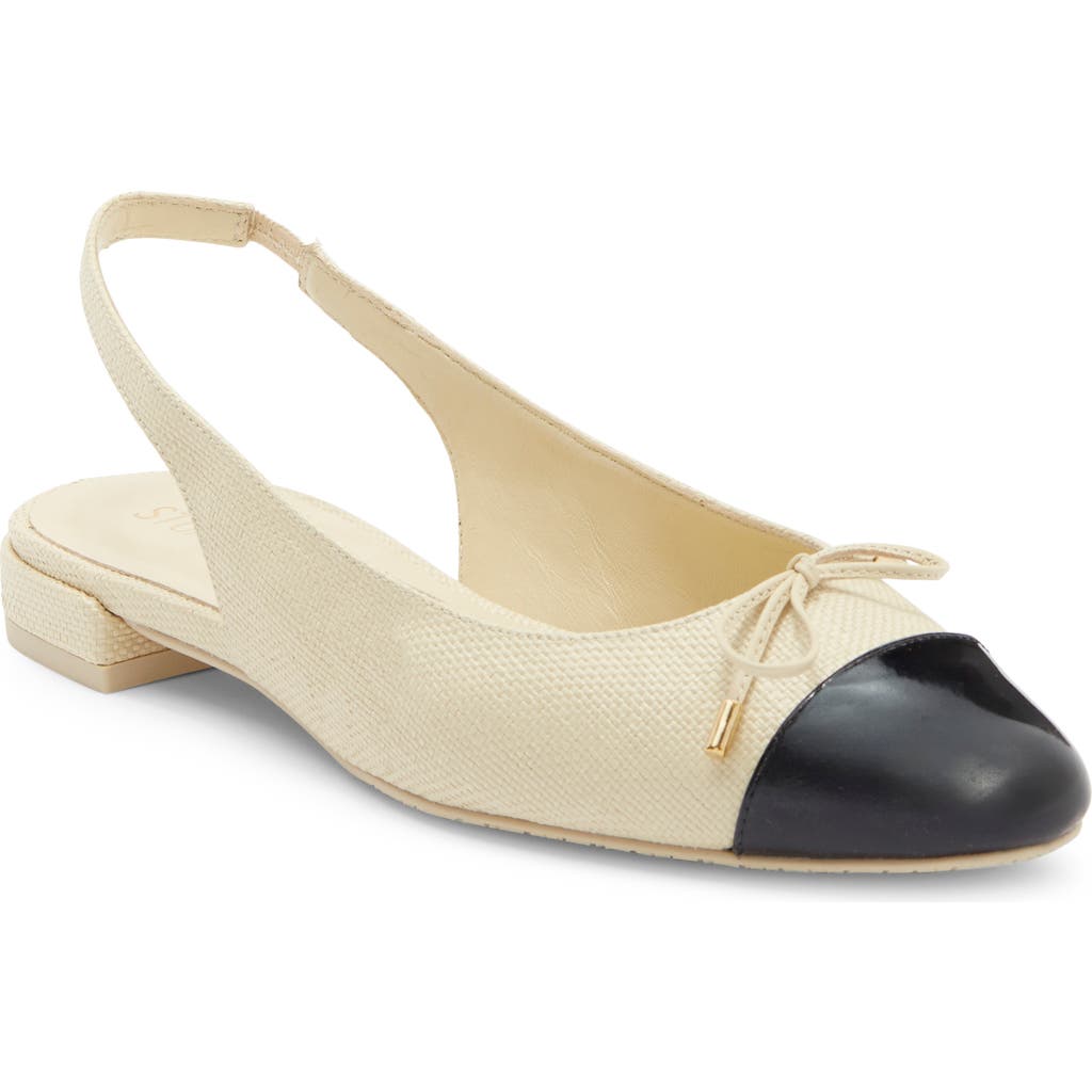Stuart Weitzman Sleek Bow Slingback Flat In Black