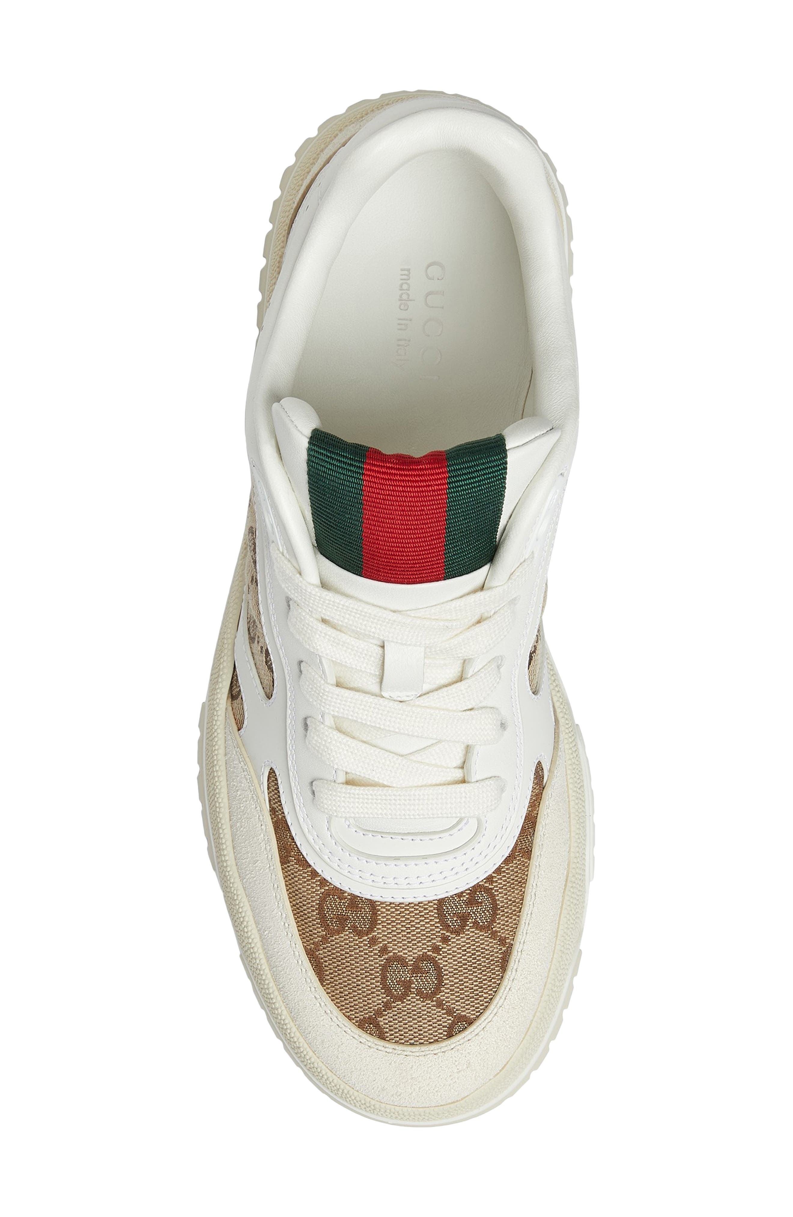 Gucci Re-Web Mixed Media Low Top Sneaker, Alternate, color, Ivory/ Beige
