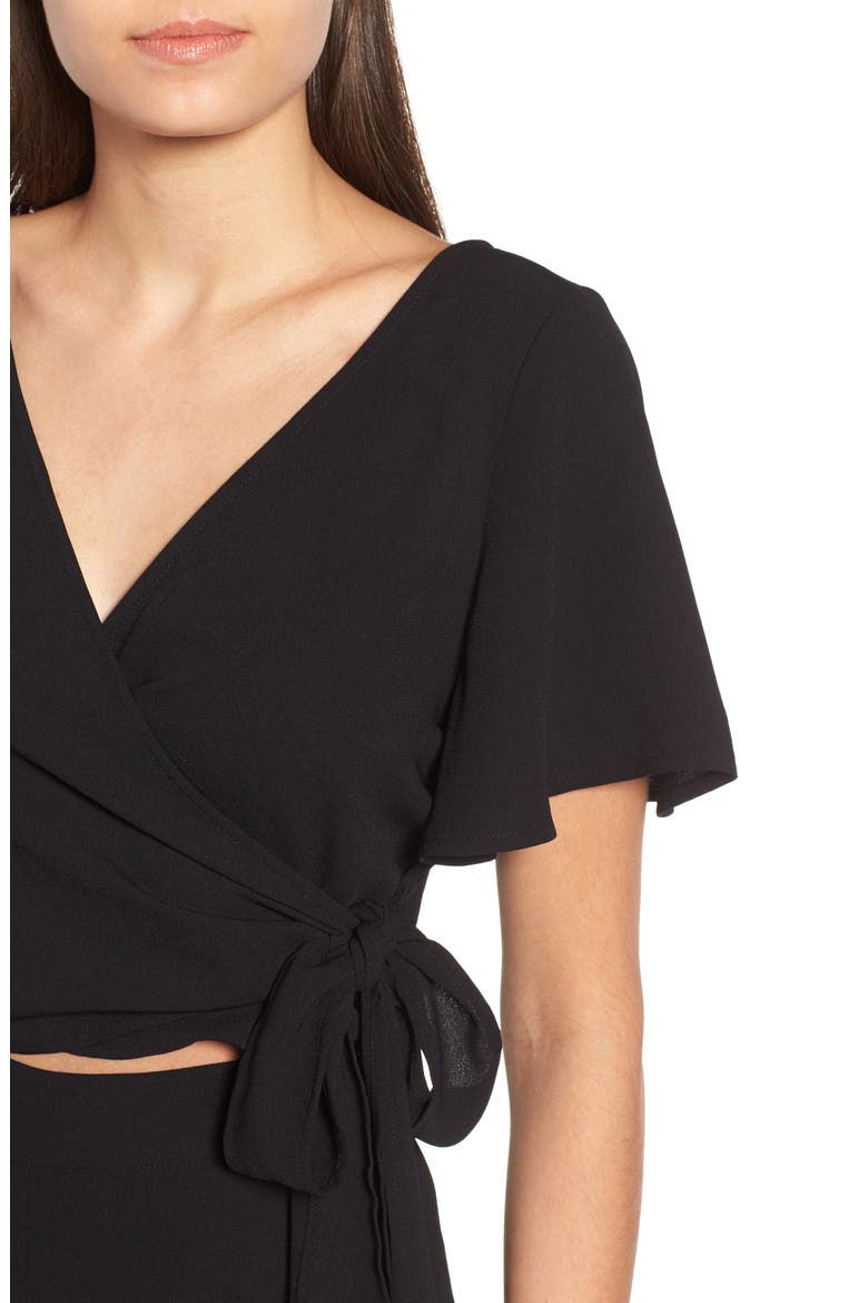 Surplice Jumpsuit, Alternate, color, BLACK