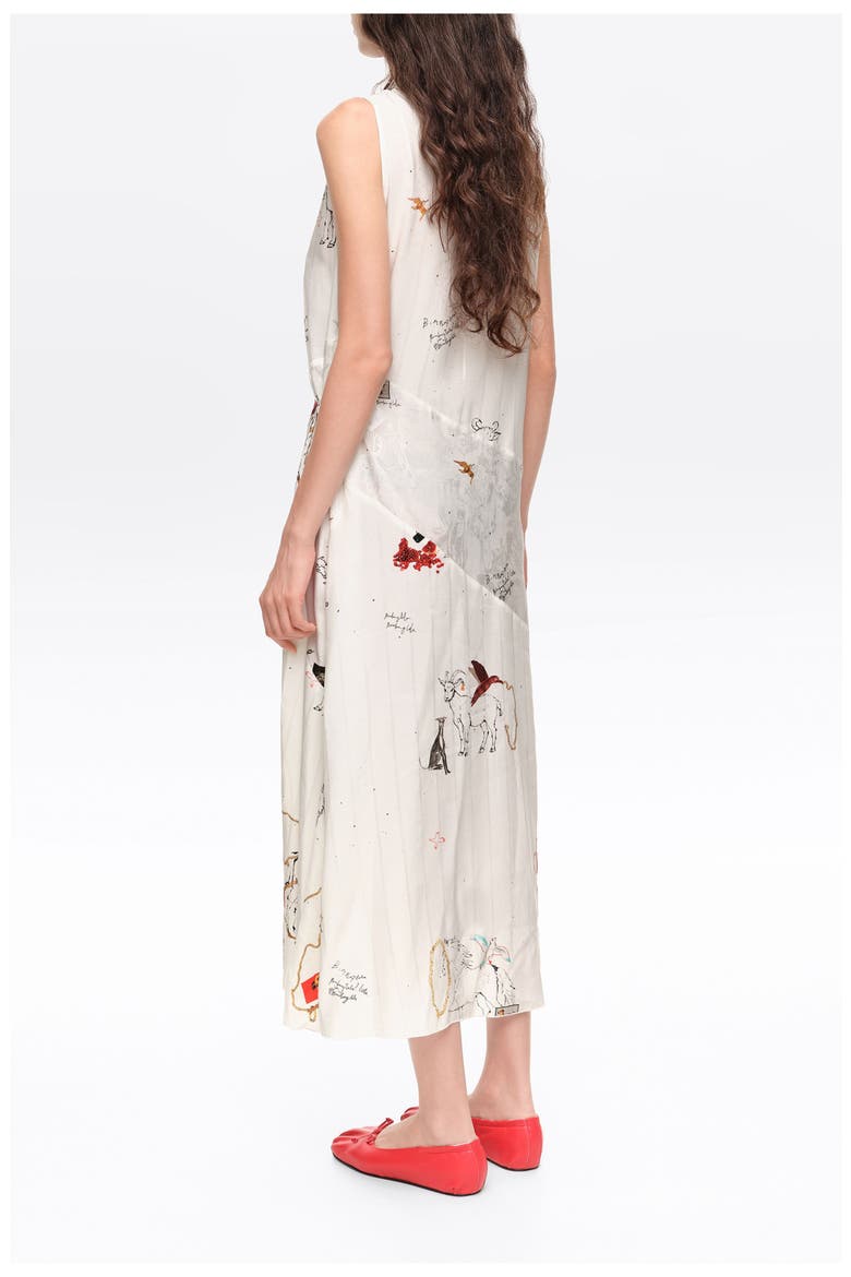 Sleeveless Midi A-line Dress, Alternate, color, COLLAGE ANIMAL CHAIN