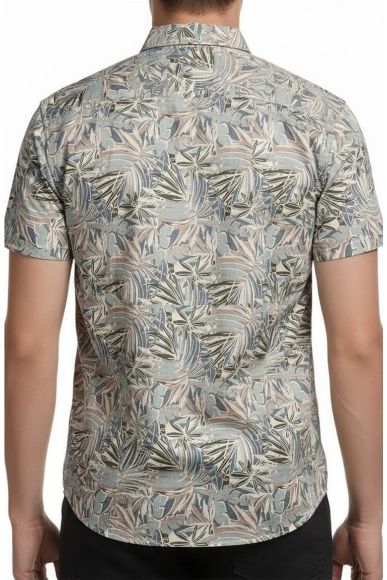 Yarn Dye Tropical Print Button-Up Shirt, Alternate, color, GREEN