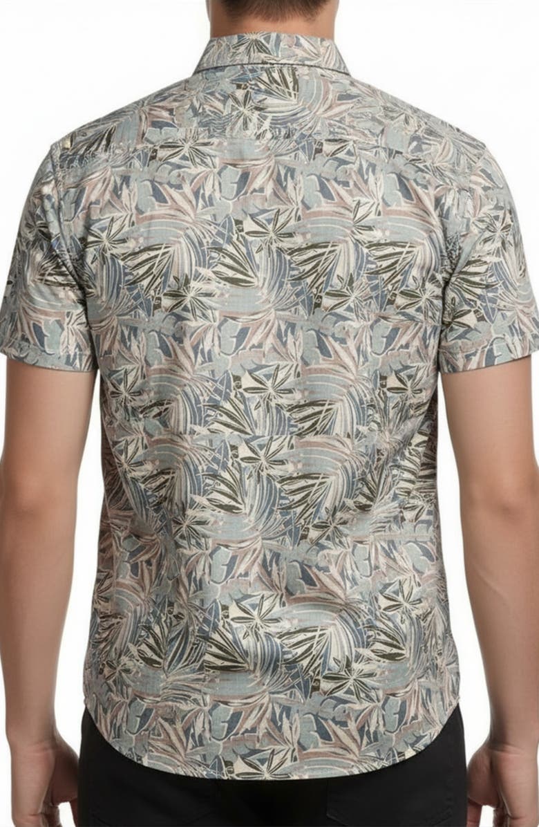 Report Collection Yarn Dye Tropical Print Button-Up Shirt, Alternate, color, Green