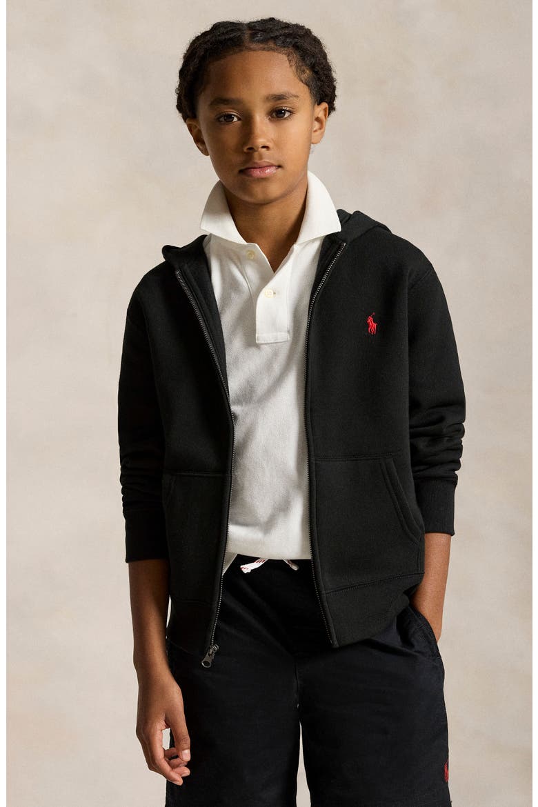 Kids' Full Zip Fleece Hoodie, Main, color, POLO BLACK