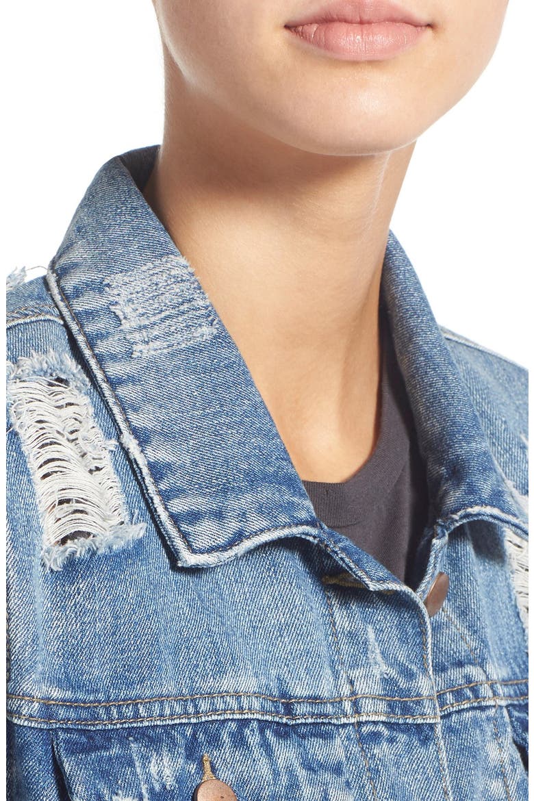 Distressed Denim Jacket, Alternate, color, MEDIUM WASH