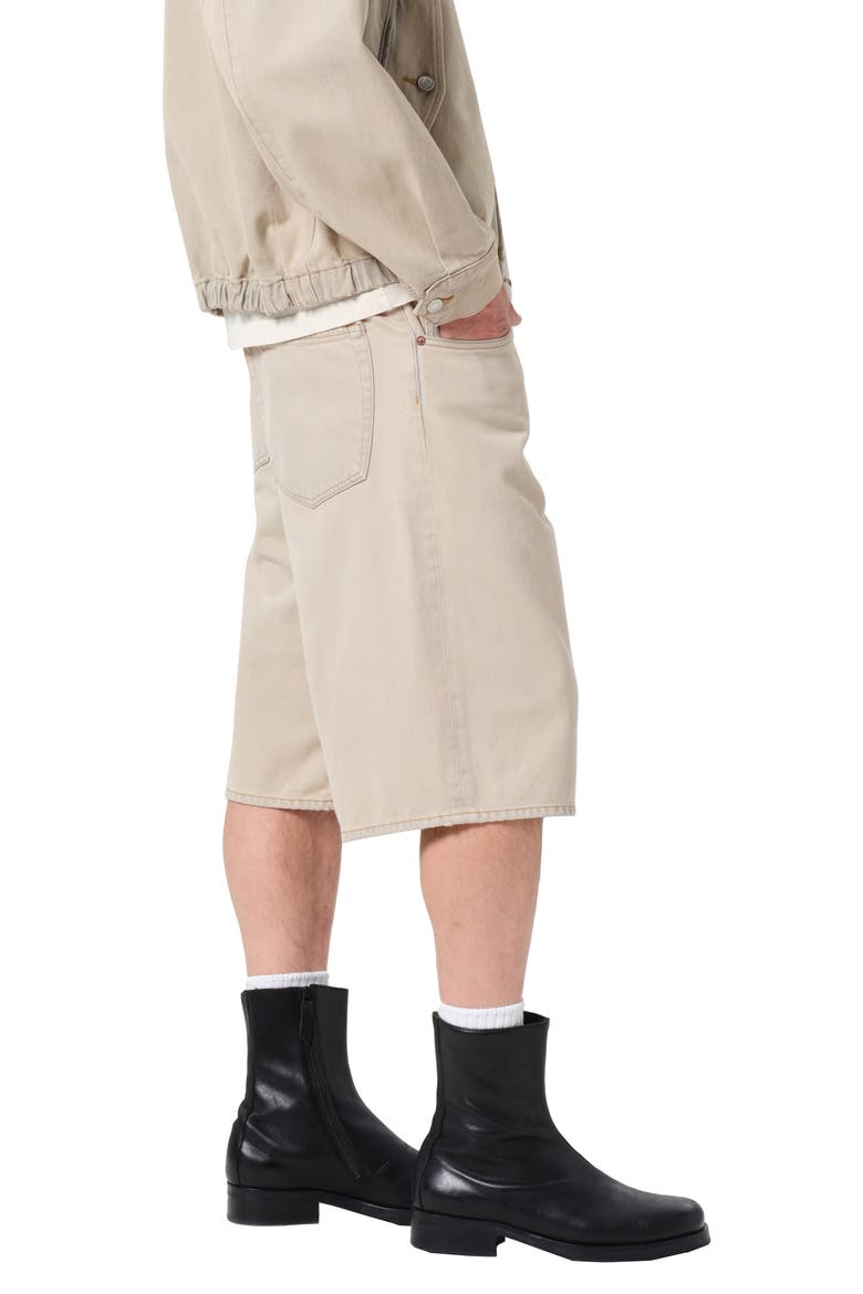 Fusion Slouchy Denim Skater Shorts, Alternate, color, BURNISHED KHAKI MD KHAKI WSH