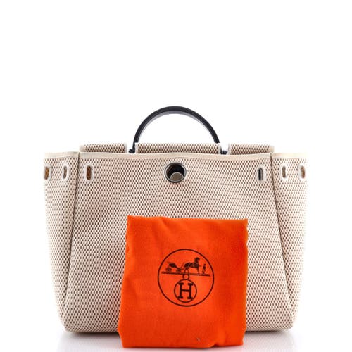 Pre-owned Hermes Hermes Herbag Toile And Leather Pm In Black