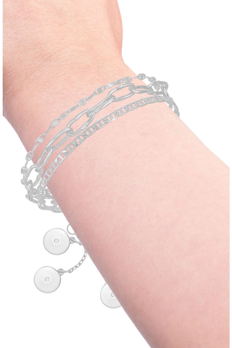 Set of 3 Chain Bracelets, Alternate, color, SILVER TONE
