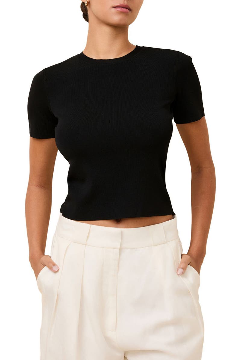 Solid & Striped The Riada Crewneck Crop Knit Top, Main, color, Noir