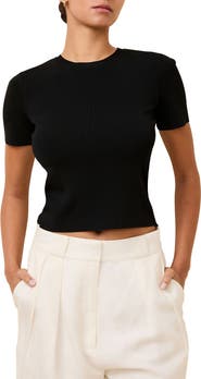 Solid & Striped The Riada Crewneck Crop Knit Top