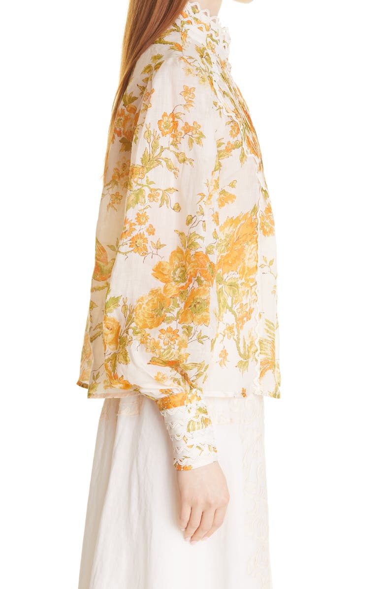 ALEMAIS Songbird Print Balloon Sleeve Blouse, Alternate, color,