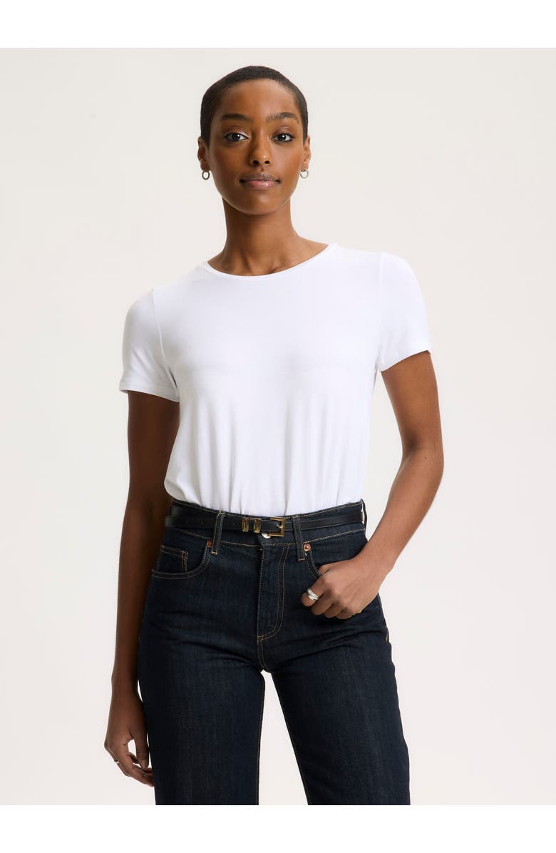 Majestic Filatures Soft Touch Short Sleeve Semi-Relaxed Crewneck Tee, Main, color, Blanc