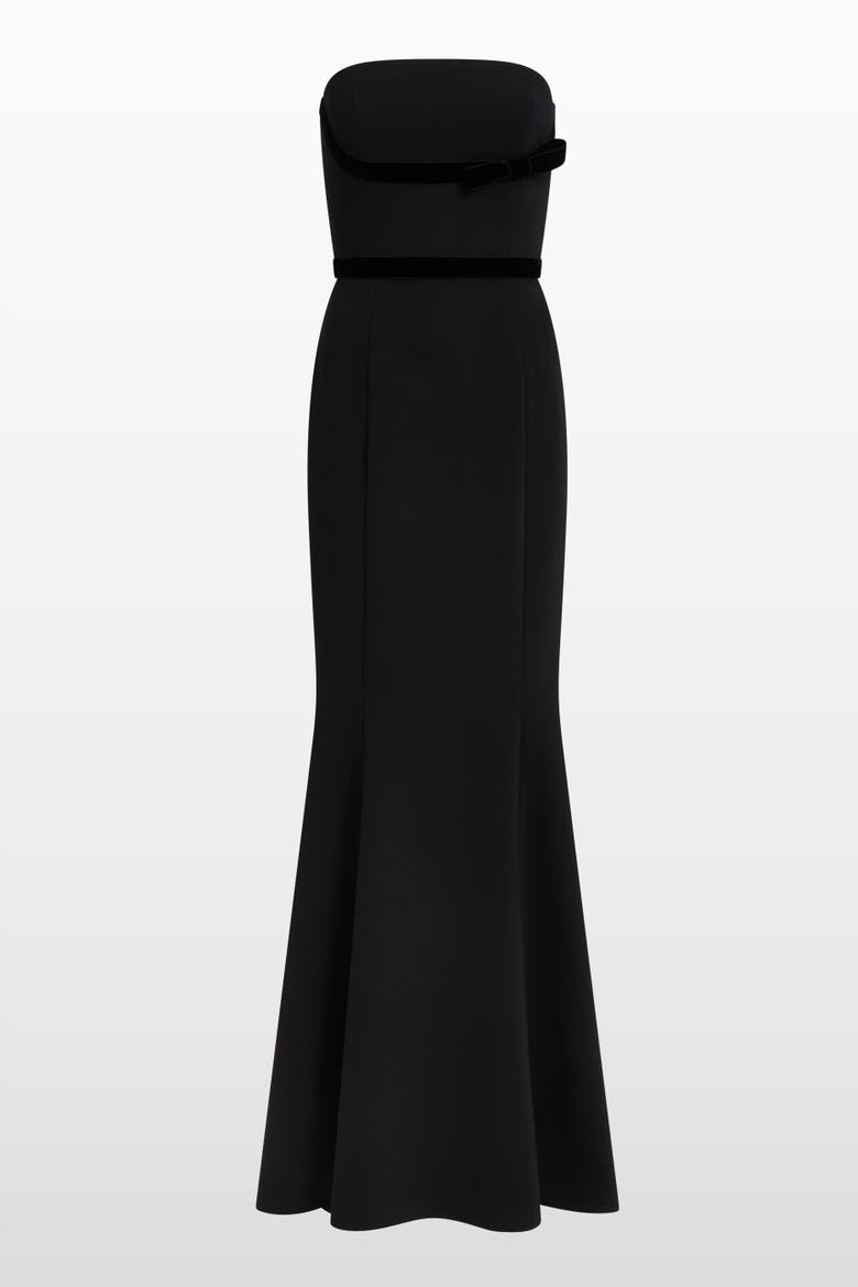 Pamela Bow-Detail Strapless Maxi Dress, Main, color, Liquorice