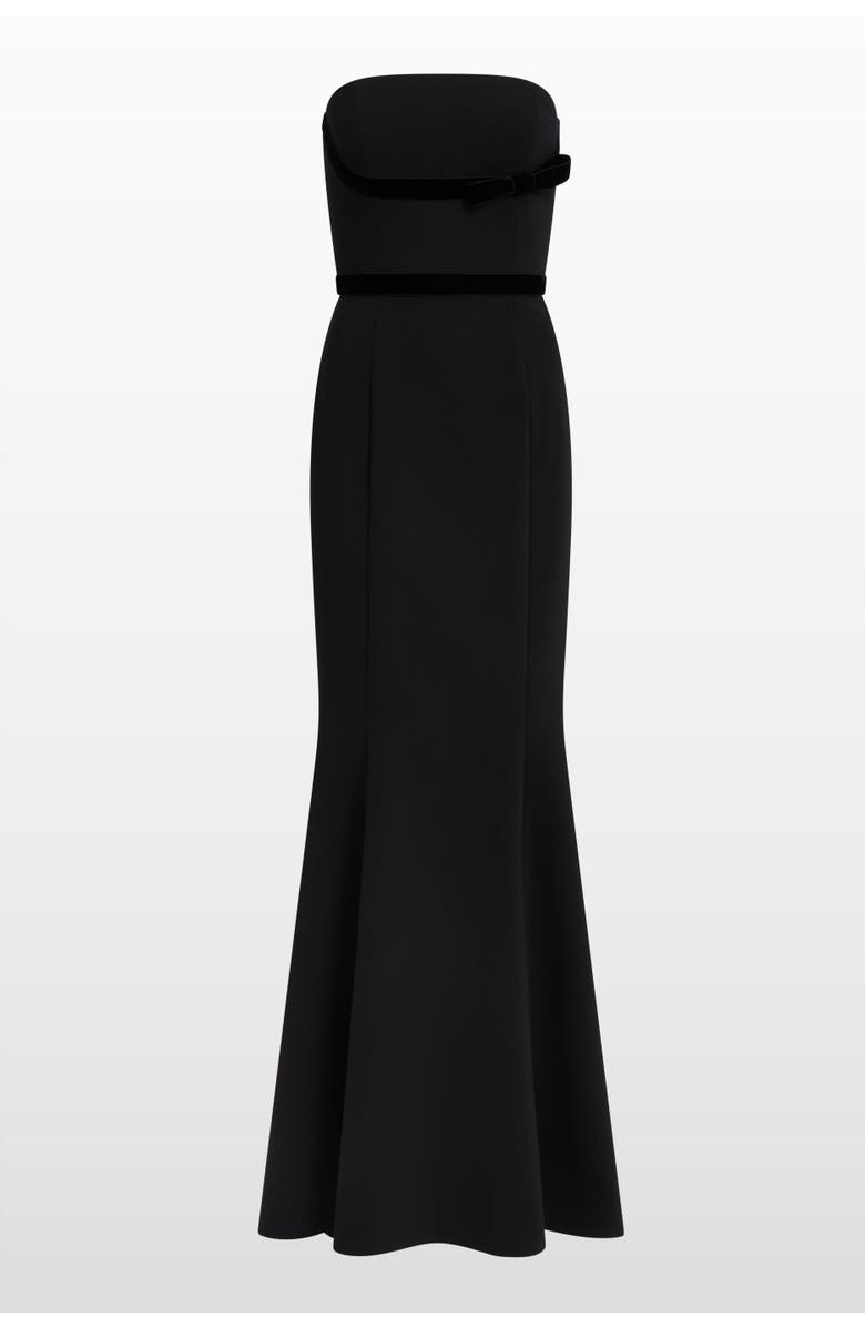 Jenny Packham Pamela Bow-Detail Strapless Maxi Dress, Main, color, Liquorice