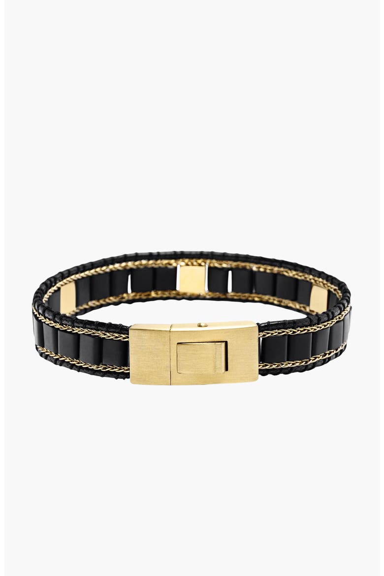 Stud Bracelet, Alternate, color, Black Onyx / Gold