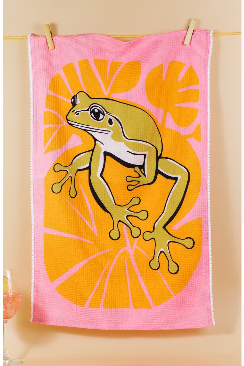Lily Pad Luncheon Set of 3 Kitchen Towels, Alternate, color, PINK/ GREEN/ ORANGE
