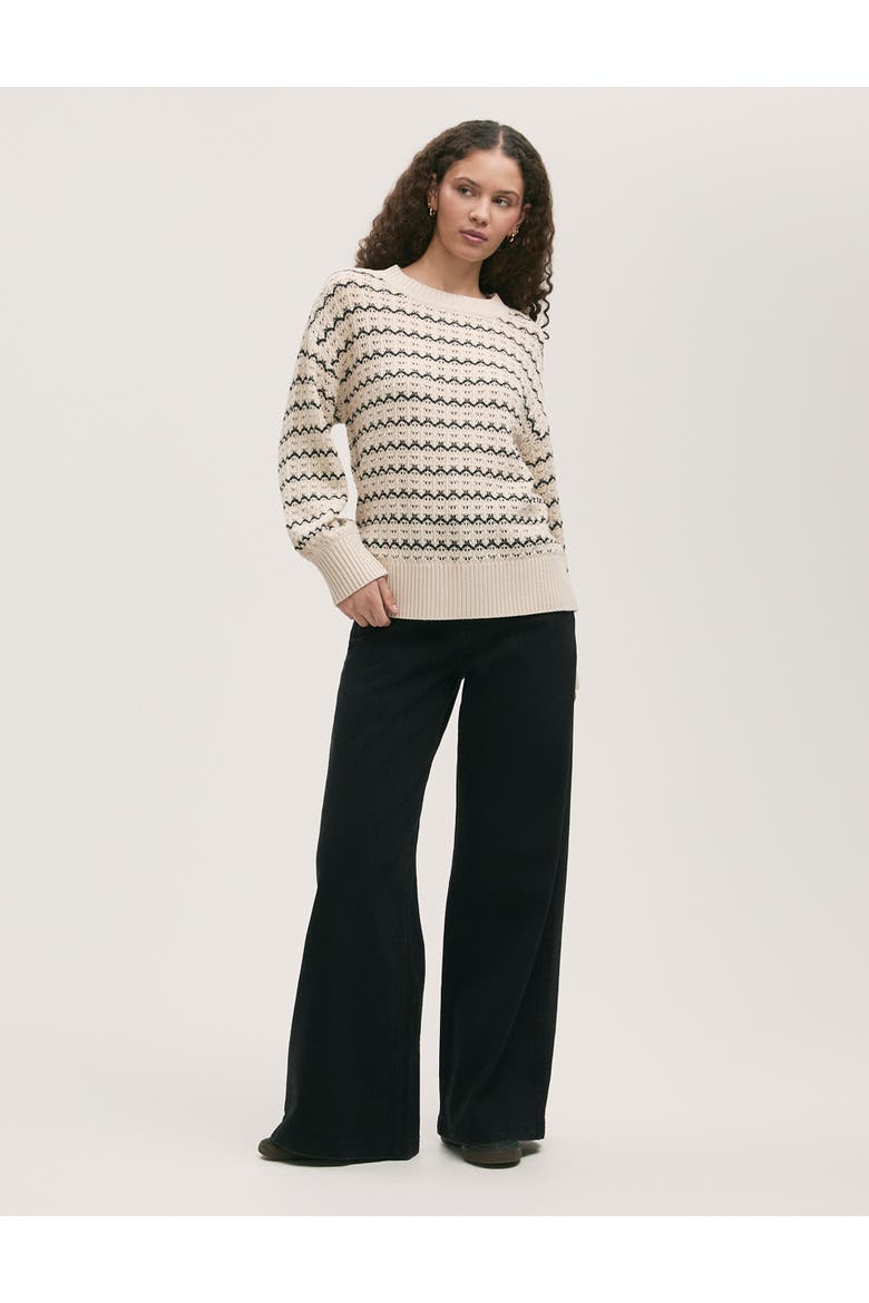 Sansa Long Sleeve Crochet Sweater, Alternate, color, Ivory