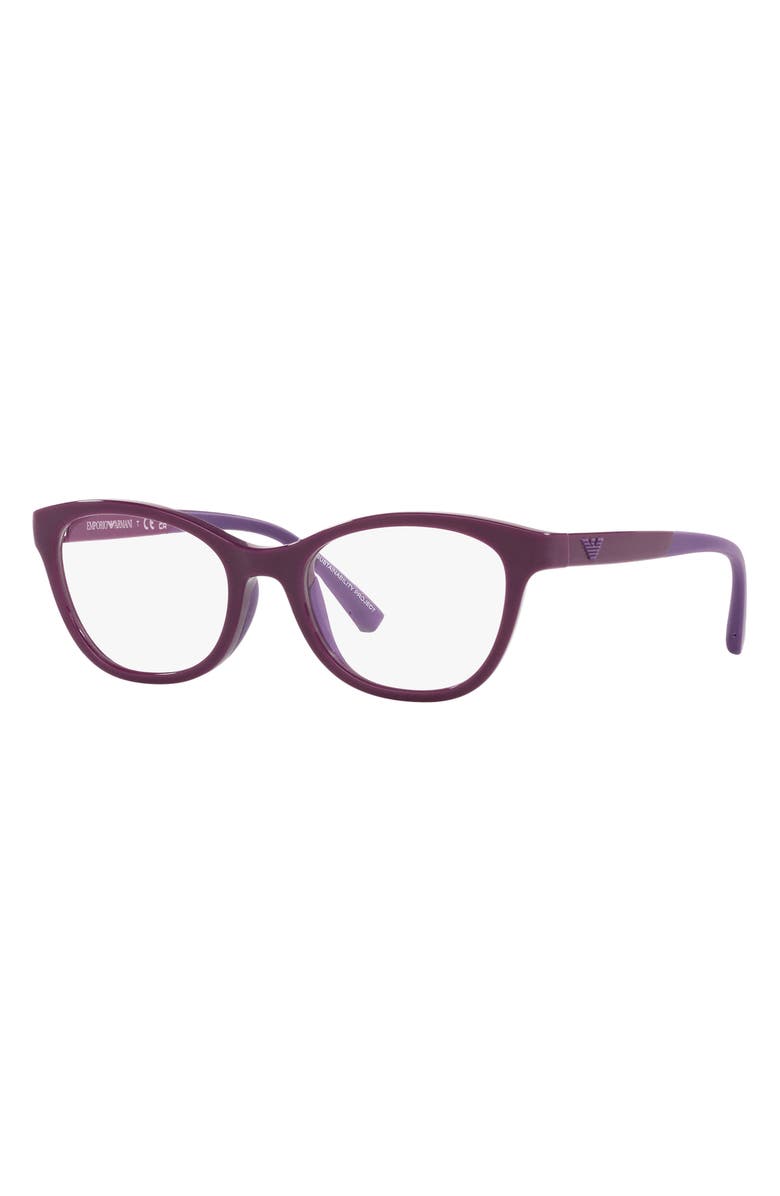 Emporio Armani Kids' 48mm Cat Eye Optical Glasses, Alternate, color, Shiny Violet / Demo Lens