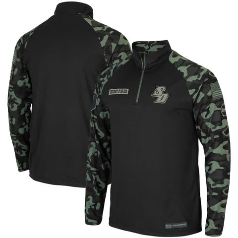 Men's Colosseum Black/Camo San Diego Toreros OHT Military Appreciation Take Flight Raglan Quarter-Zip Jacket