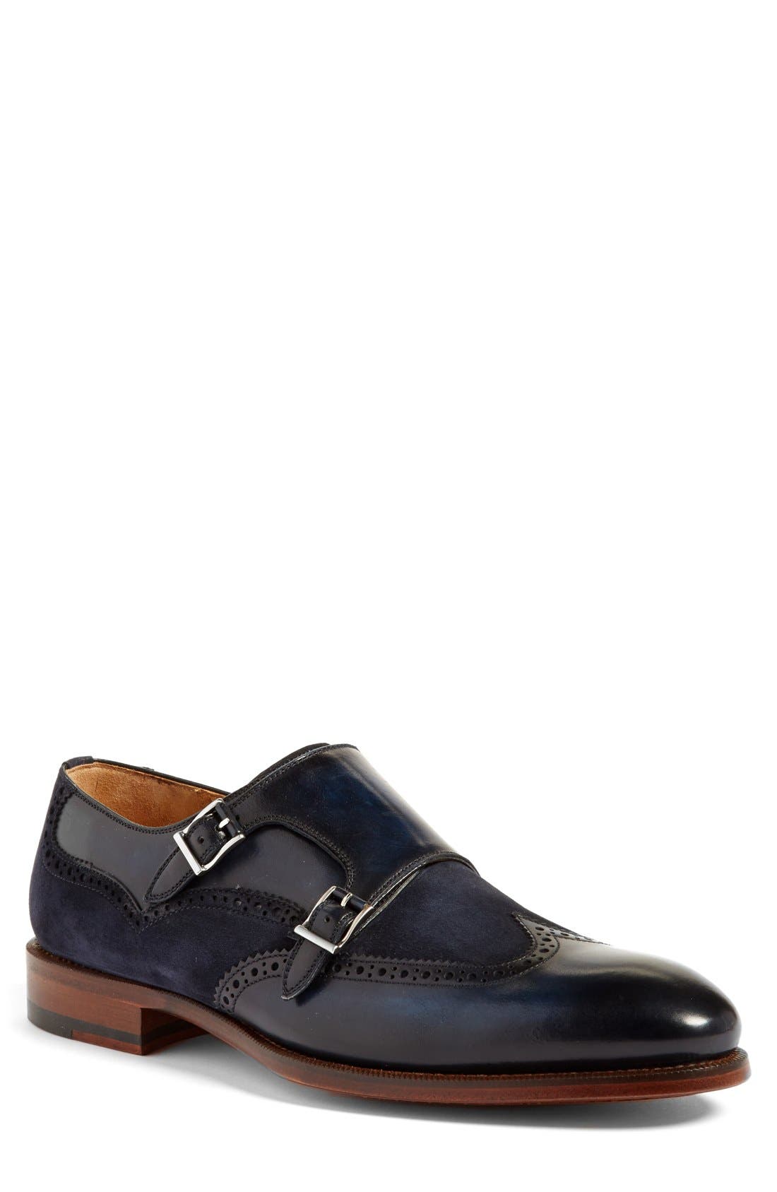 Magnanni 'Leve' Double Monk Strap Shoe, Main, color, 