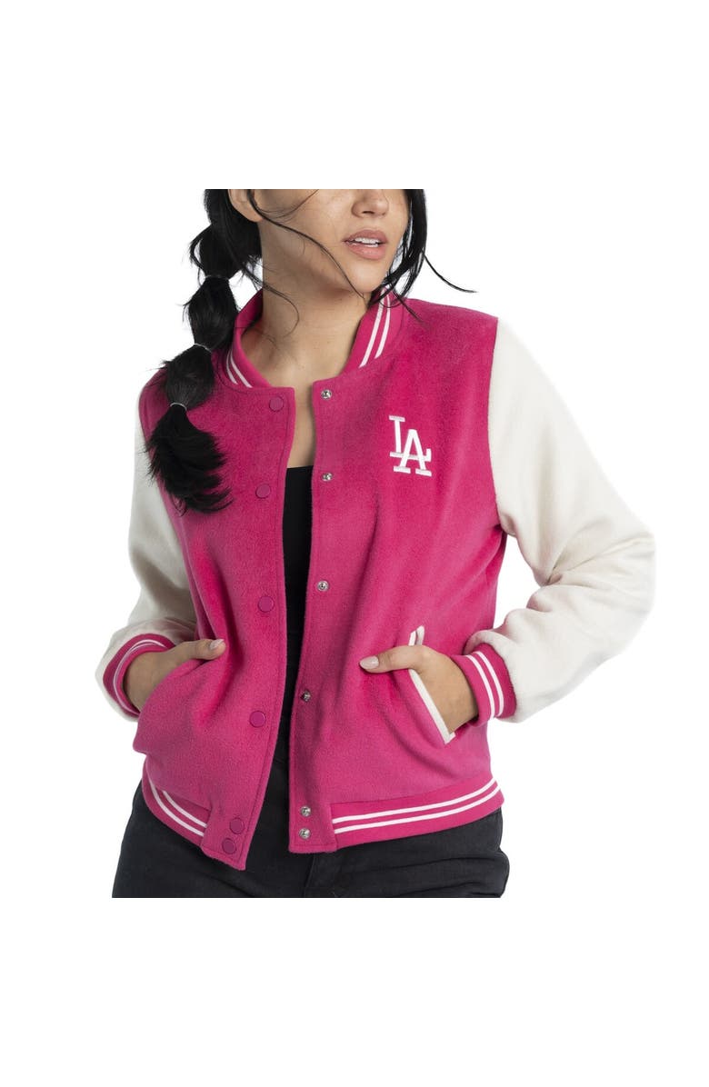 LUSSO Women's Lusso  Pink Los Angeles Dodgers Priya Full-Snap Varsity Jacket, Main, color, 