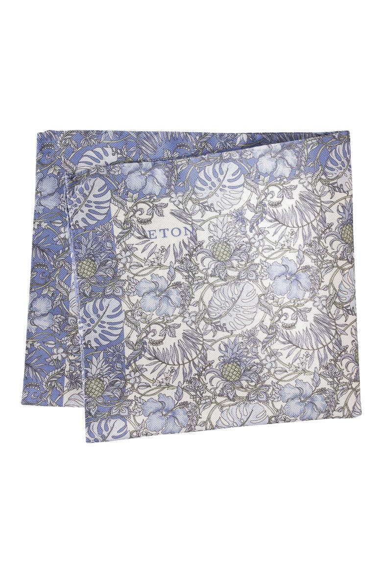 Light Blue Tropical Oxford Silk Pocket Square, Main, color, LIGHT BLUE