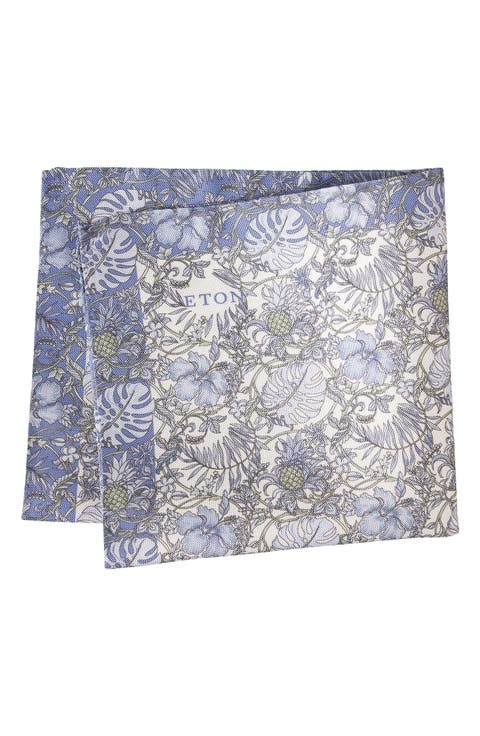 Light Blue Tropical Oxford Silk Pocket Square