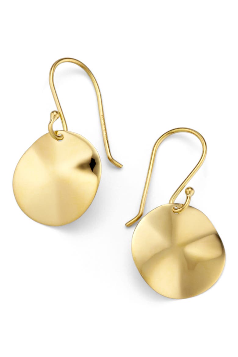 Classico Mini Wavy Disc Drop Earrings, Main, color, GOLD