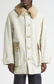 VISVIM Winfield Field Coat with Genuine Shearling Collar
