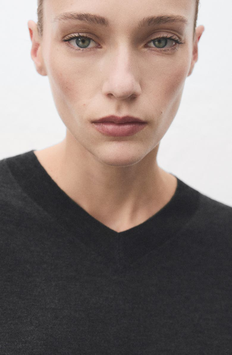 MANGO V-Neck Sweater, Alternate, color, Charcoal