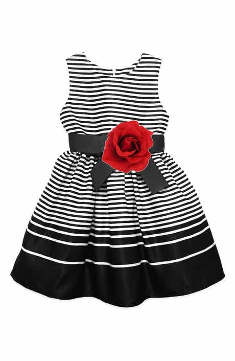 JOE-ELLA Kids' Rosette Stripe Party Dress