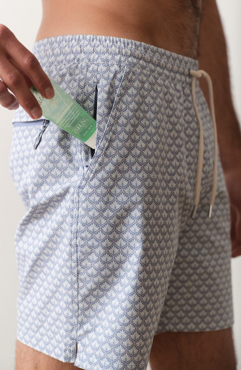 Marine Layer 6-Inch Lined Sport & Swim Shorts, Alternate, color, Light Blue Agave Print