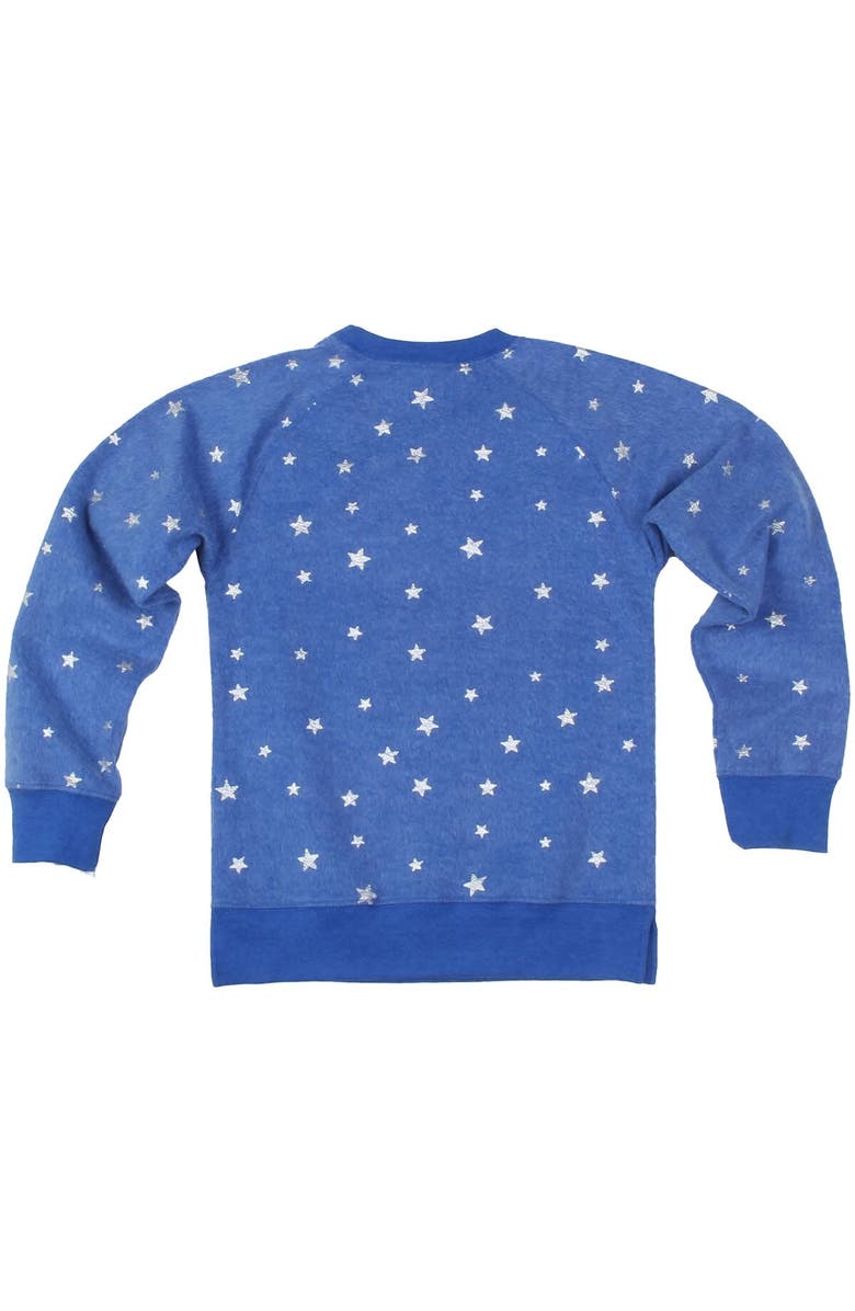 Wes & Willy Girls Youth Wes & Willy  Royal Buffalo Bills Shimmer Star Reverse Fleece Pullover Sweatshirt, Alternate, color, 