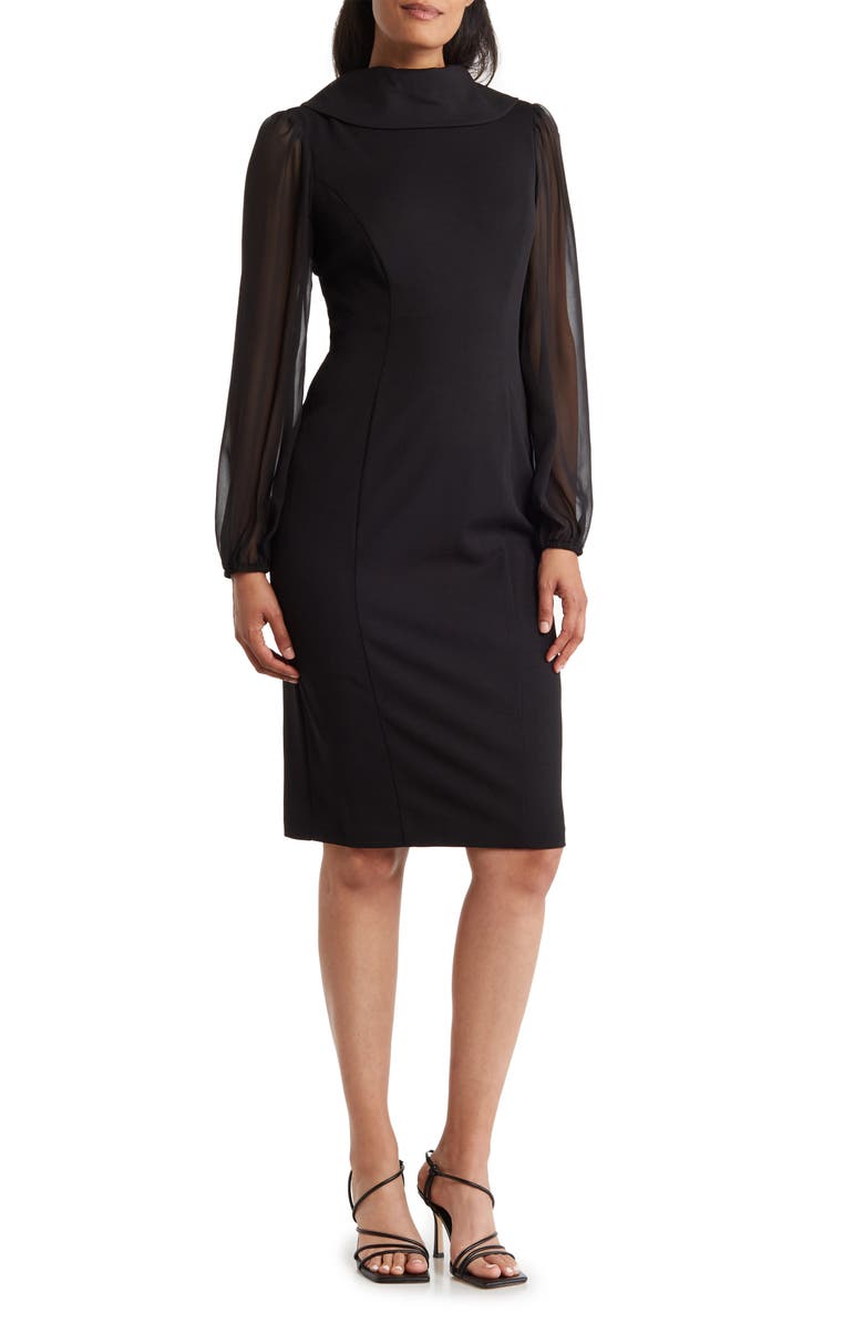 Connected Apparel Long Sleeve Chiffon Dress, Main, color, 