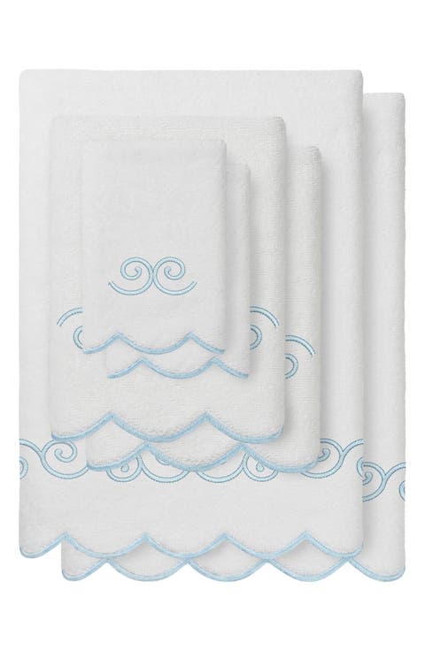 6-Piece Symmetra Embroidered Turkish Cotton Towel Set