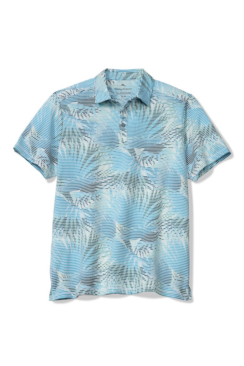 IslandZone® Costa Wave Fiore Fronds Polo Shirt, Main, color, SAXONY BLUE