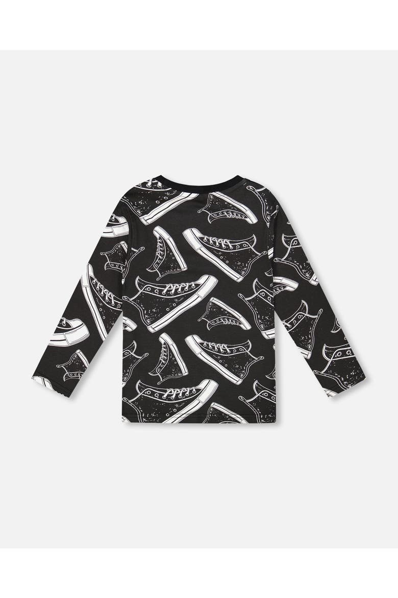 Long Sleeve Organic Cotton Allover Tee, Alternate, color, Black