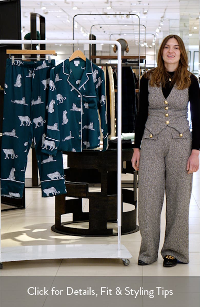 Panthre de Nuit Piped Mulberry Silk Pajamas, sales video thumbnail