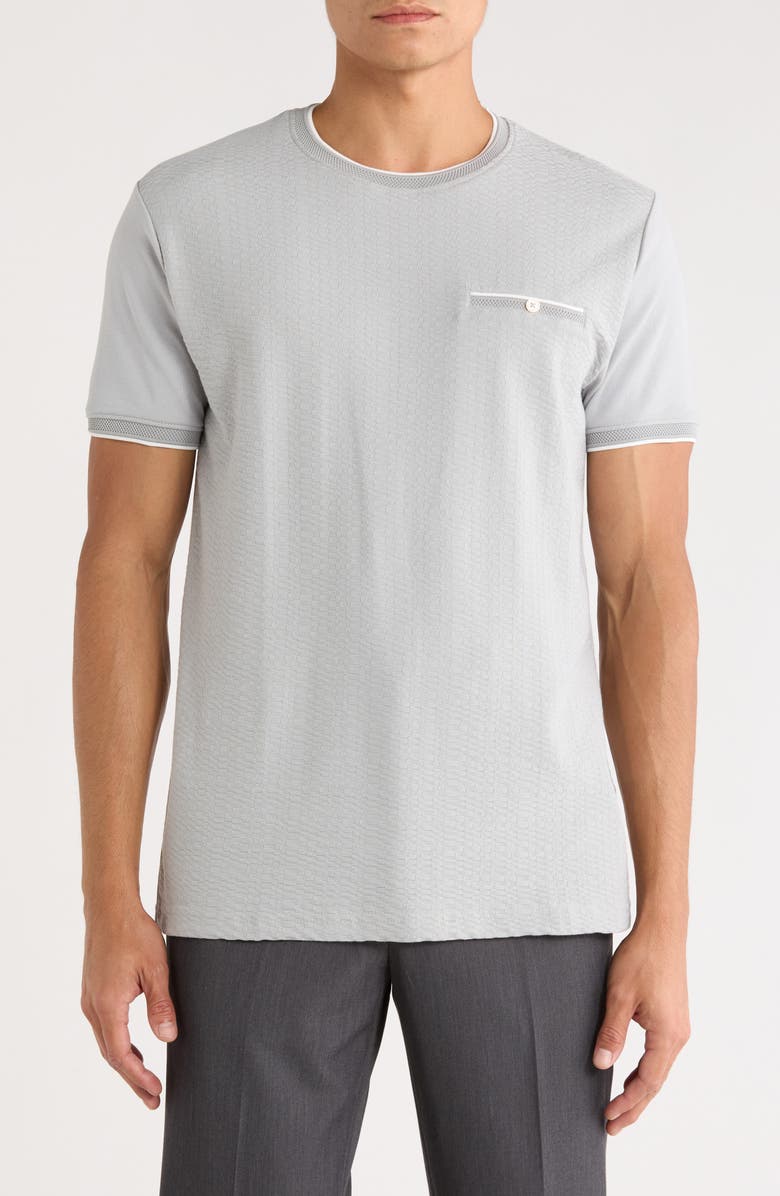 DENIM AND FLOWER Textured Knit T-Shirt, Main, color, Grey