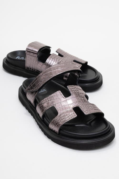 Forever & Always Shoes Loana Leather Slide Sandal In Multi