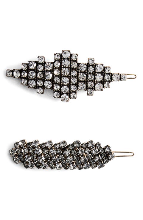 Set of 2 Crystal Hair Barretts
