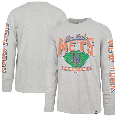 Men's '47  Gray New York Mets Big & Tall Distressed Franklin Long Sleeve T-Shirt