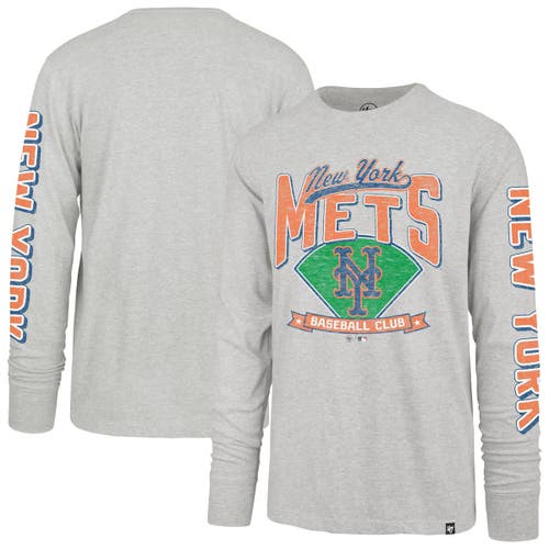 47 Brand '47 Gray New York Mets Big & Tall Distressed Franklin Long Sleeve T-shirt
