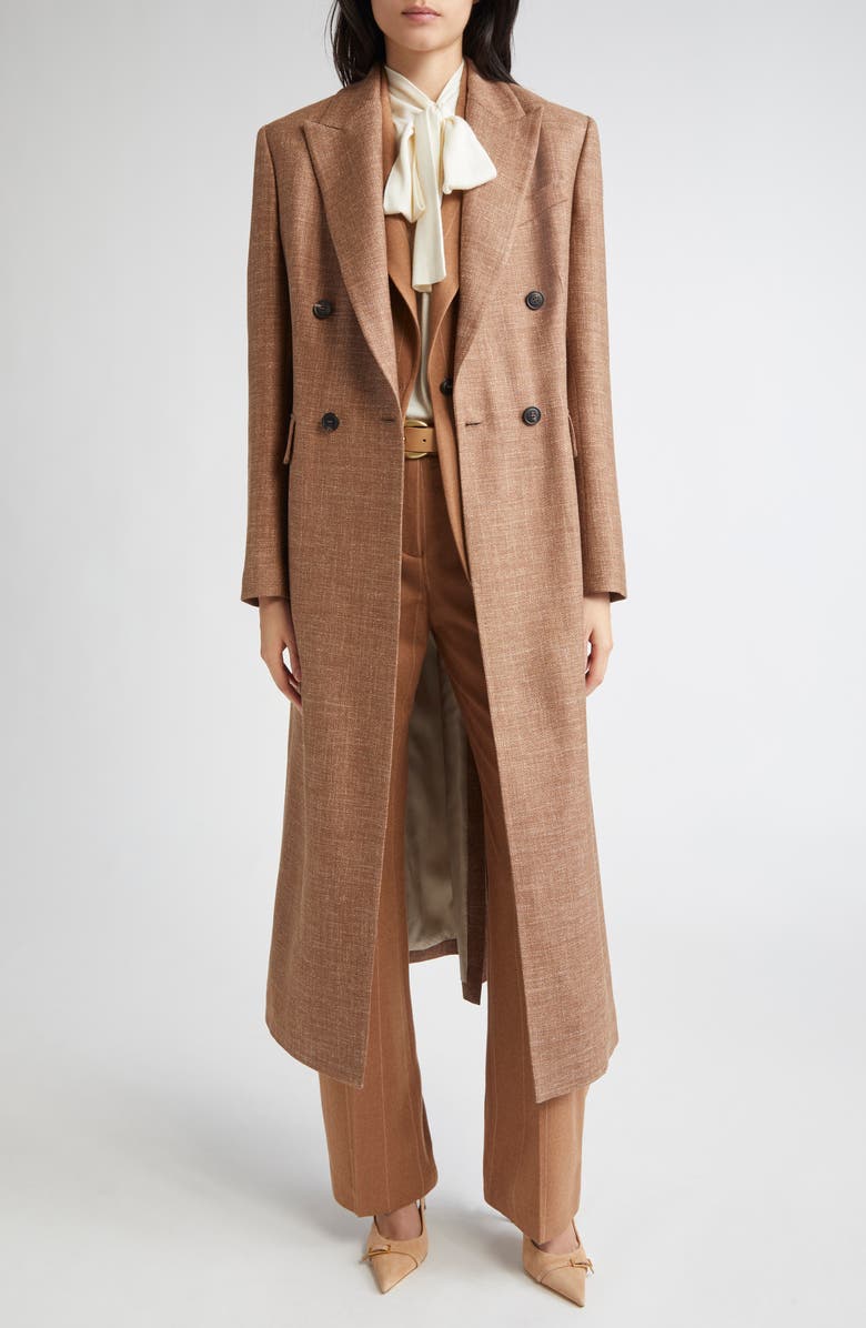 Eleventy Longline Wool & Silk Blend Coat, Main, color, 