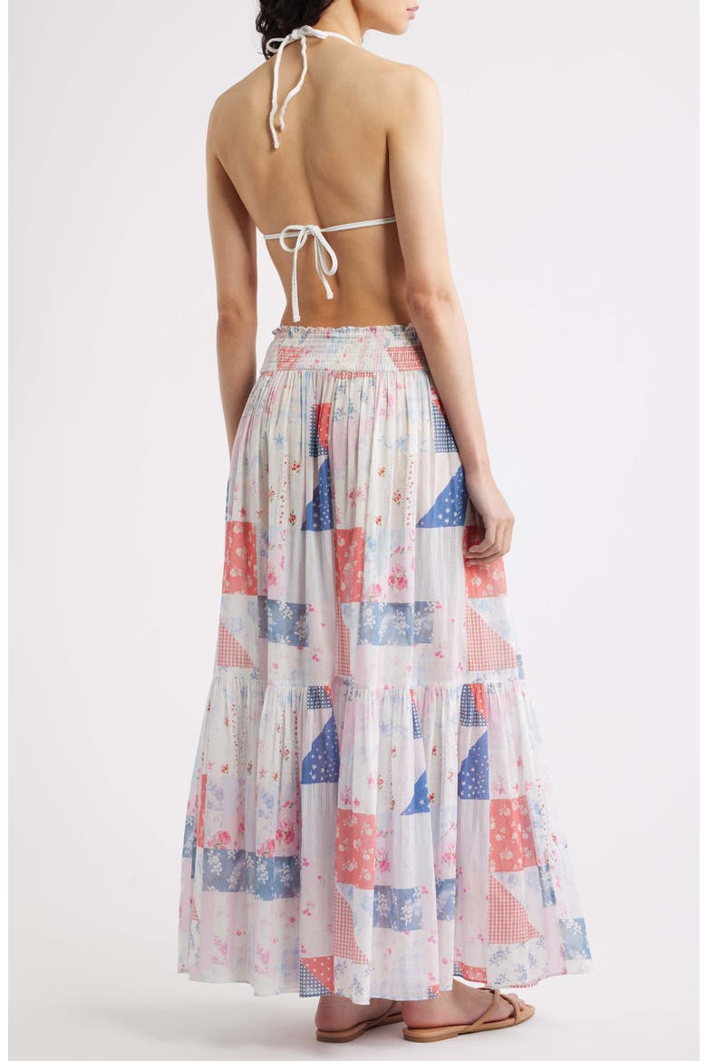Umber Cotton Maxi Skirt, Alternate, color, BLUEBERRY SUNDAE