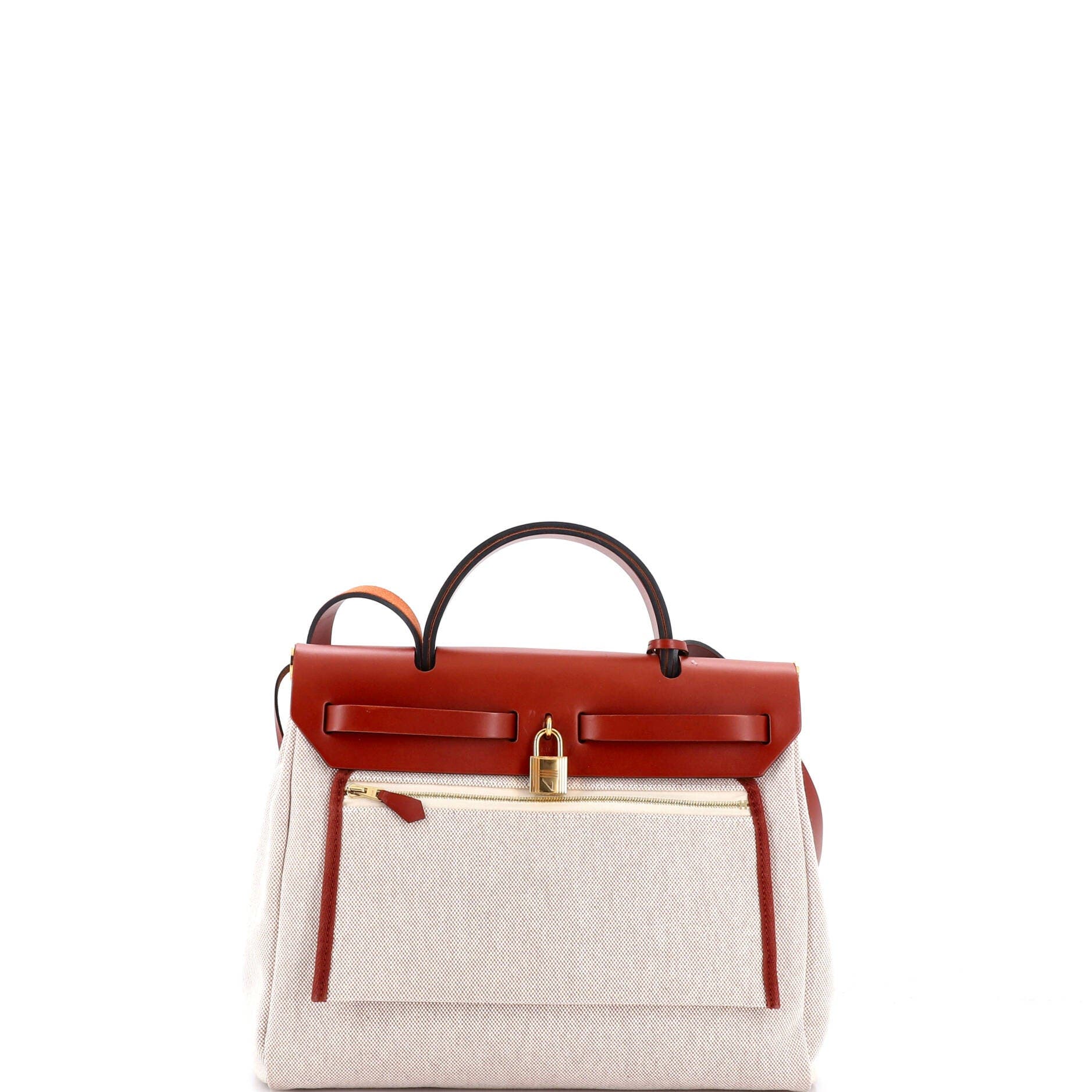 Pre-Owned Hermes Herbag Zip Relief Brides de Gala Toile and Leather 31, Alternate, color, 