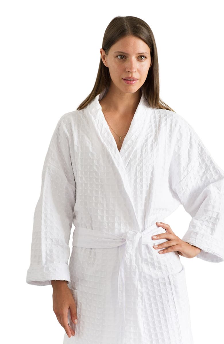 Mungo Lattice Weave Robe, Alternate, color, White