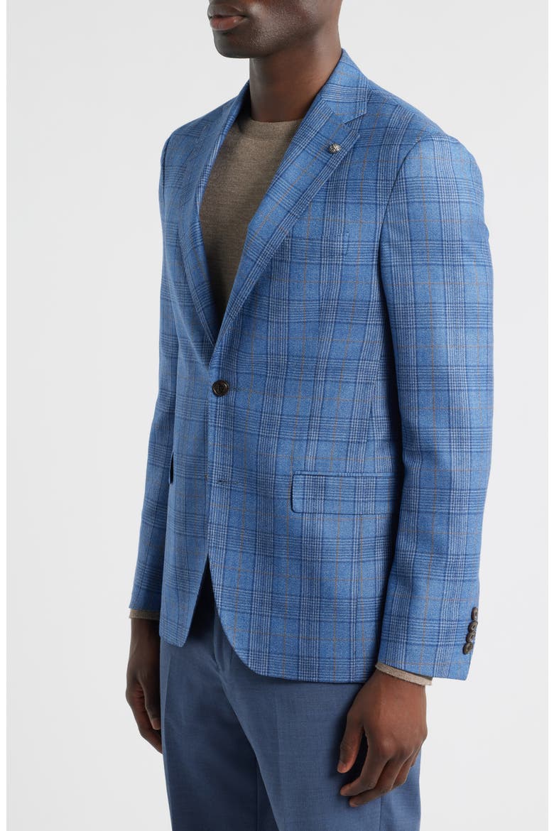 Midland Contemporary Fit Blue Plaid Wool Sport Coar, Alternate, color, BLUE