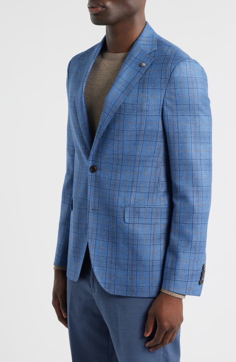 Jack Victor Midland Contemporary Fit Blue Plaid Wool Sport Coar, Alternate, color, Blue