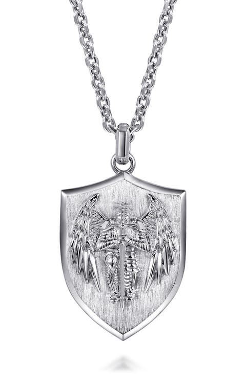 Modern Relics Sterling Silver Shield Pendant Necklace