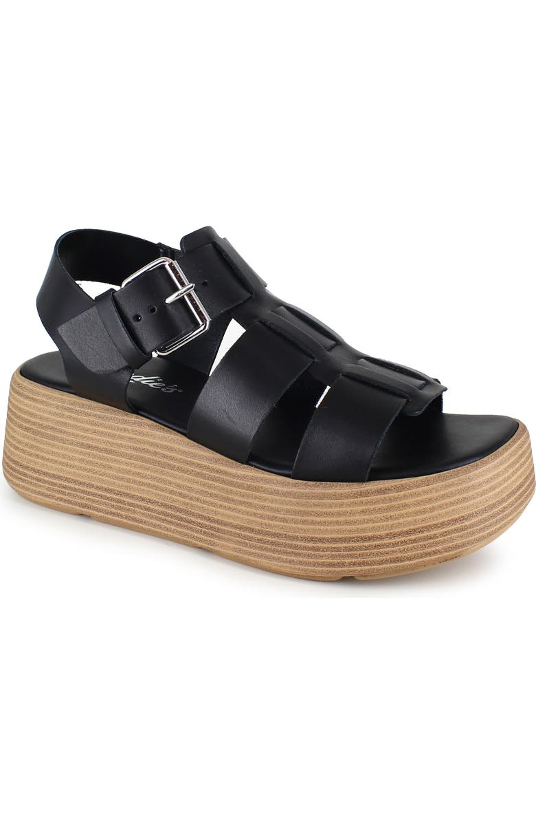 Candie's Kaira Platform Wedge Sandal, Main, color, Black
